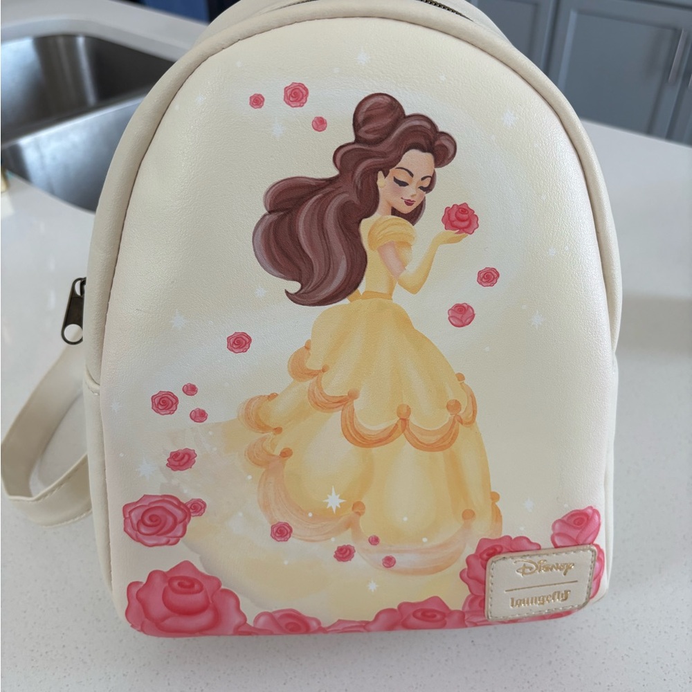 Disney Cream and Yellow Belle Loungefly Backpack